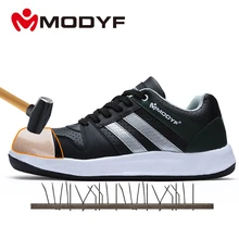 Modyf Men Safety Shoes Steel Toe Work Shoes Flats Casual Protective Footwear