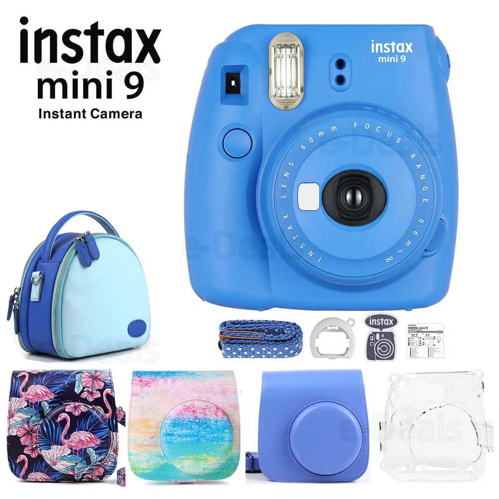 Fujifilm Instax Mini Instant Film Camera Cobalt Blue + Quality Soft Pu Leather Carry Case With Shoulder Belt - Film Cameras - AliExpress