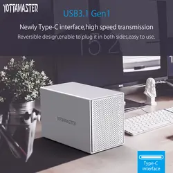 Yottamaster алюминиевый корпус hdd 5-Bay 3,5 дюймов 5 Гбит/с type-C для SATA HDD док-станция корпус для жесткого диска Поддержка 50 ТБ для ПК