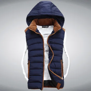 

Good Quality Sleeveless Spring Autumn Mens Jacket Short Hooded Vest Man