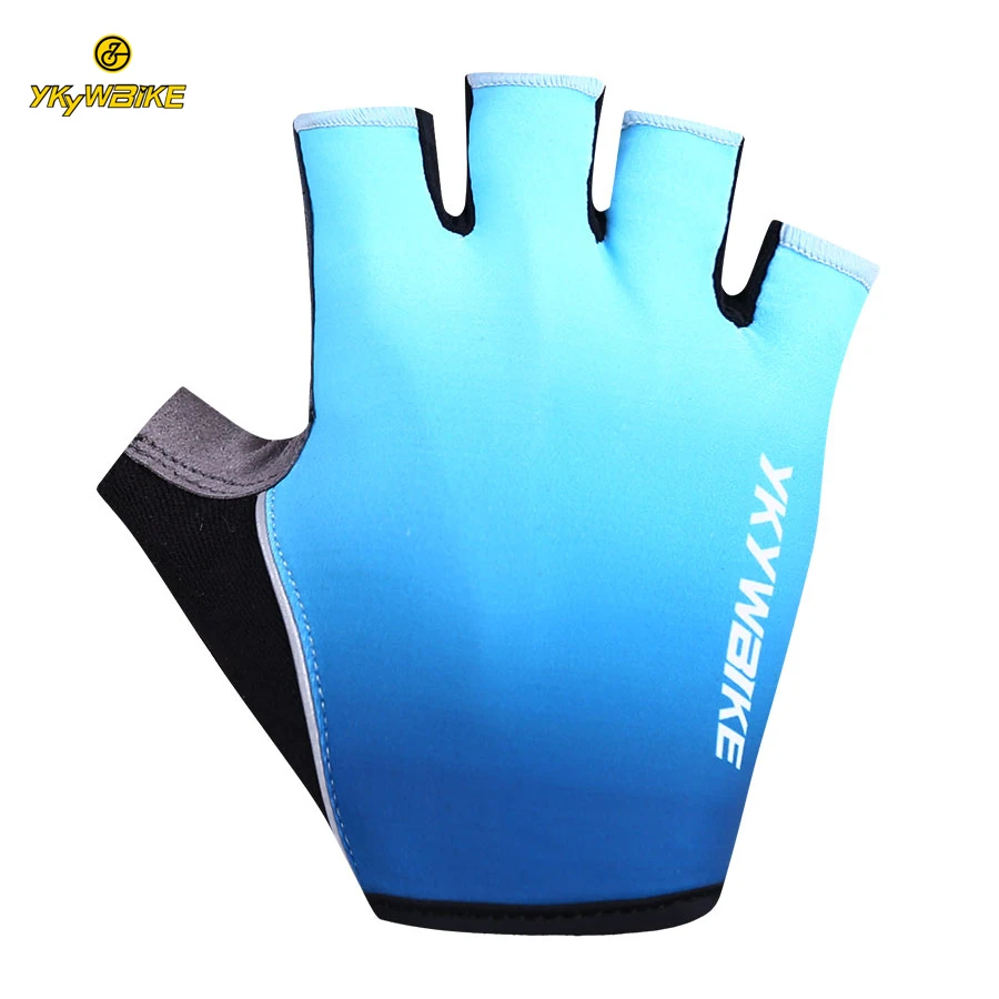 YKYWBIKE мужские и женские велосипедные перчатки с открытыми пальцами гелевые MTB перчатки Guantes Ciclismo luvas аксессуары для езды на велосипеде - Цвет: Blue