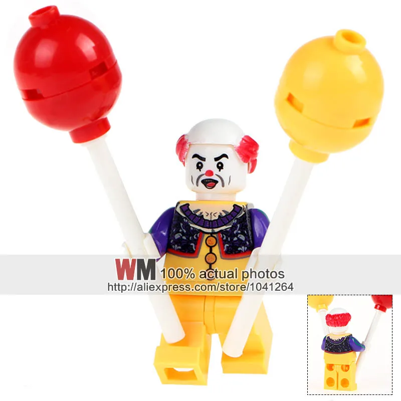 Одиночная клоун Pennywise Redux Джокер с воздушным шаром Супер Герои рождественские игрушки строительные блоки кирпич для детей - Цвет: Синий