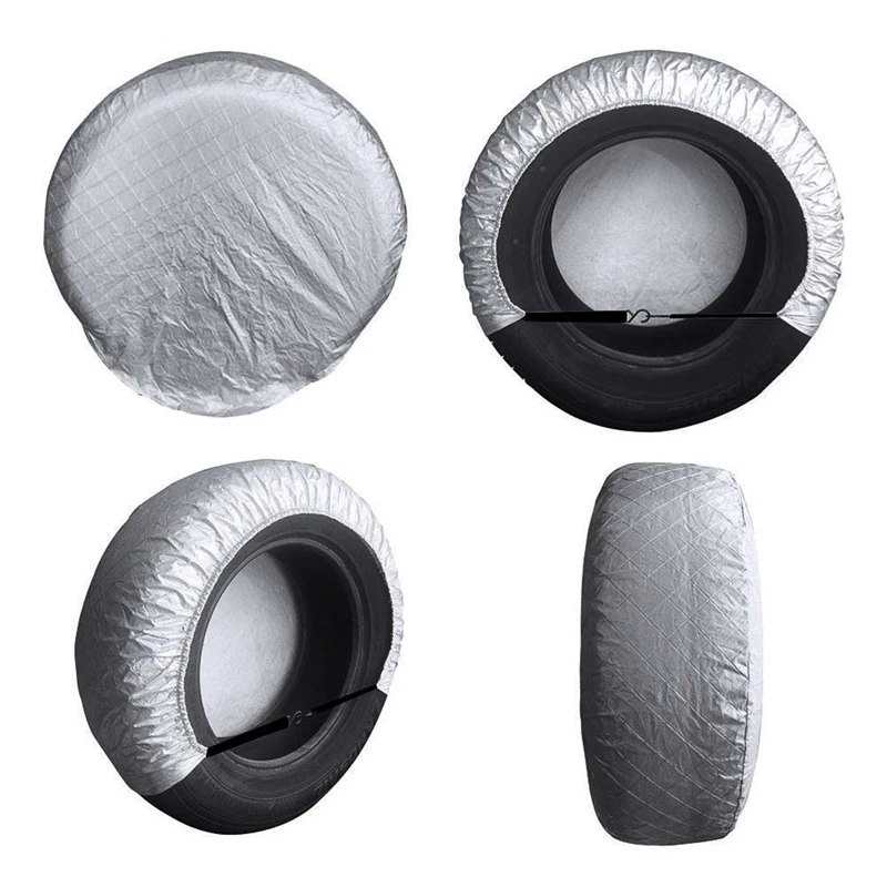 

4Pcs Car Tire Cover Case Aluminum Film Vehicle Wheel Protector Winter and Summer Dustproof sunscreen Automobile Tyre Accessories