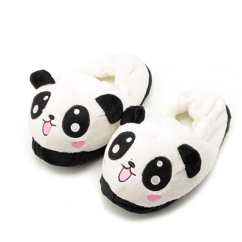 

1pair Mignon Yeux Panda Femmes Pantoufles Belle Cartoon Indoor Accueil Soft Shoes Polyester Women's Winter Slippers 26 cm