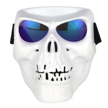 

18cm Tactical Protective Mask Electroplating Skull Outdoor Cycling Face Mask with Windproof Riding Goggles for Airsoft