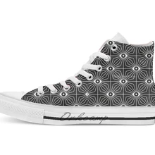 Электрические глаза черно-белая новинка дизайн дышащая Повседневная Высокая обувь на шнуровке холщовая обувь кеды