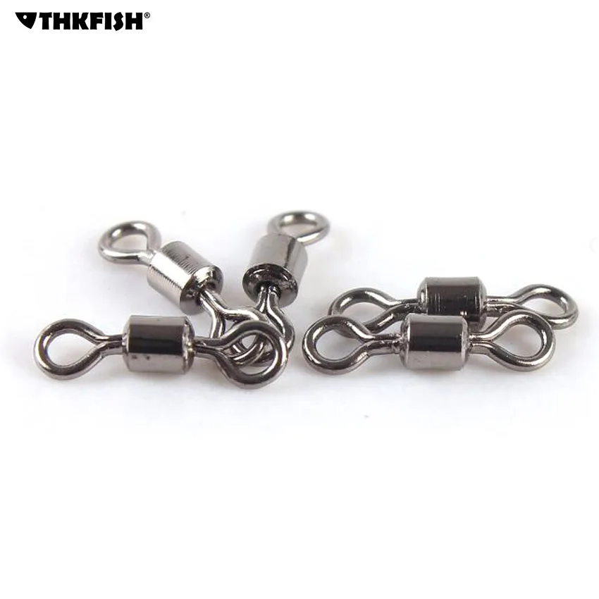 200Pcs 1/0 20mm 49kg Rolling Swivels Fishing Line Hooks Lure Snap