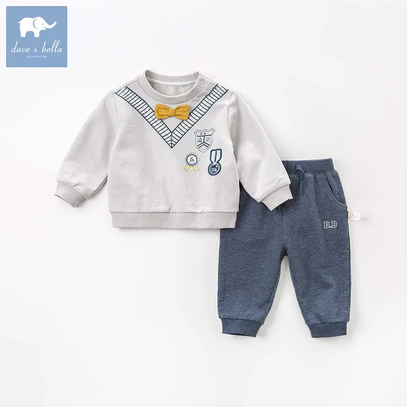 

DB7665 dave bella autumn baby boys long sleeve clothing sets infant toddler top+pants 2 pcs outfits children high quality suits