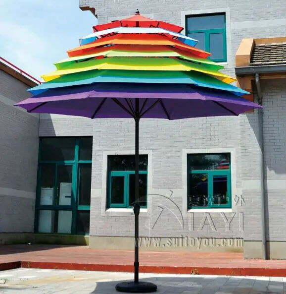 3 Meter 8 Ribs Rainbow Patio Umbrella Garden Parasol Outdoor 3 Meter 8 Ribs Rainbow Patio Umbrella Garden Parasol Outdoor Furniture Covers Sunshade For Christmas Decor
