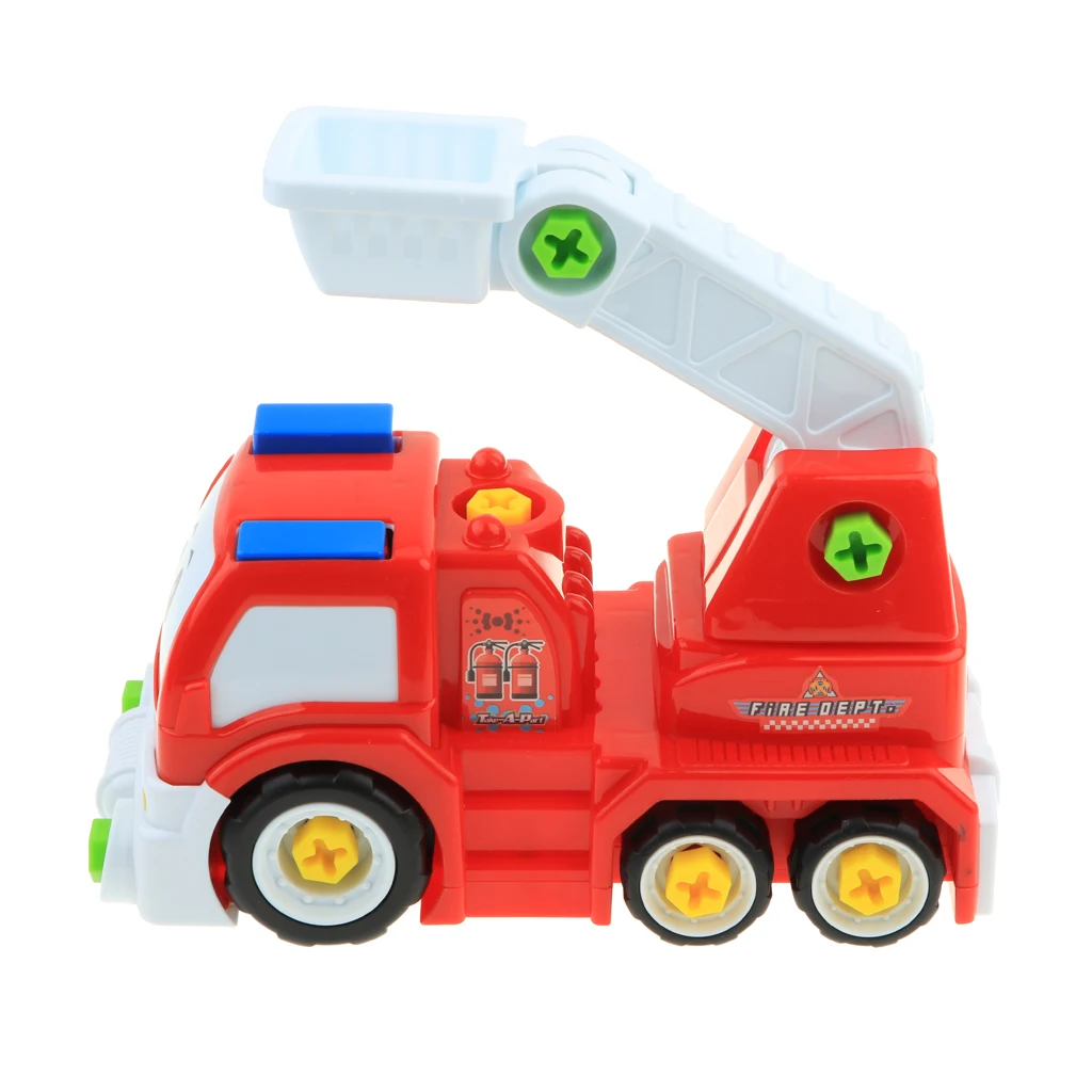 Take Apart Constructions Vehicles Toys - Assemble RC remote control Engineering Truck w/ Electric Drill Tool Kit Screwing Block