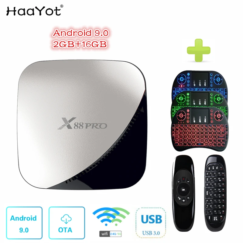 HAAYOT X88 PRO Rockchip RK3318 четырехъядерный Смарт ТВ бокс Android 9 0 2 Гб 16 4G/5G Wifi телеприставка