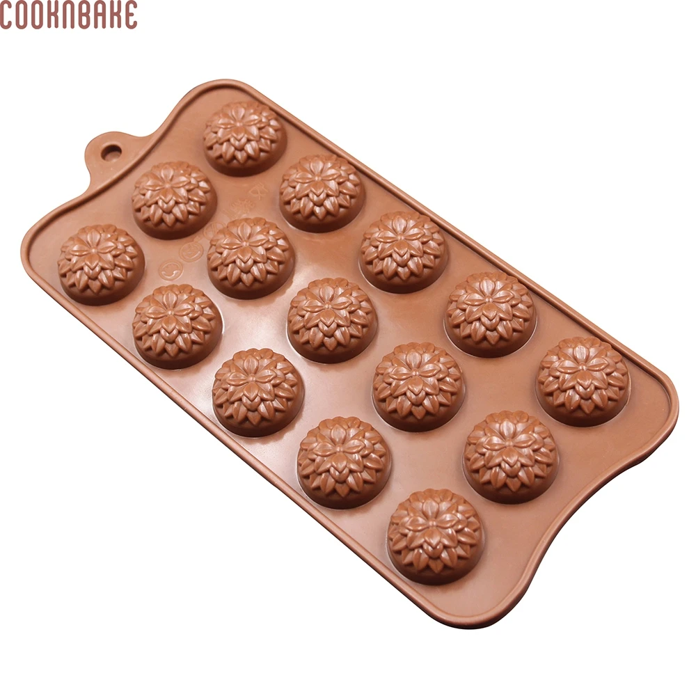 

COOKNBAKE DIY Silicone Mold New Mold 15 Lattices Sunflower DIY Chocolate Mold Silicone Cake Mold Ice Cube SICM-115-4