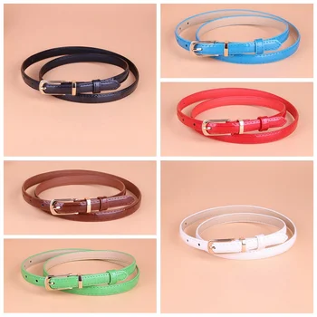 

Candy Color Metal Buckle Thin Casual Belt For Women Leather Belt Female Straps Waistband For Apparel Accessories Dress Decor V1