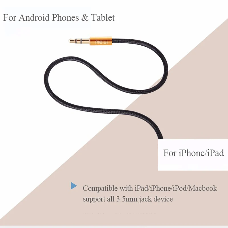 MEIYI 1.5M Gold Plated Plug 3.5 mm Jack Aux Cable Male to Male Audio Cable for Car iPhone MP3 MP4 Headphone Speaker Mobile Phone