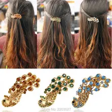 Fashion Gold Plated Lovely Peacock Hairpins Rhinestone Hair Jewelry Alloy Hair Accessories for Women