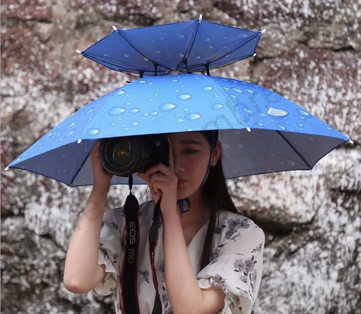 

80cm oxford silver coating anti-uv outdoor fishing hat umbrella double layer windproof vented adjustable helmet beach parasol