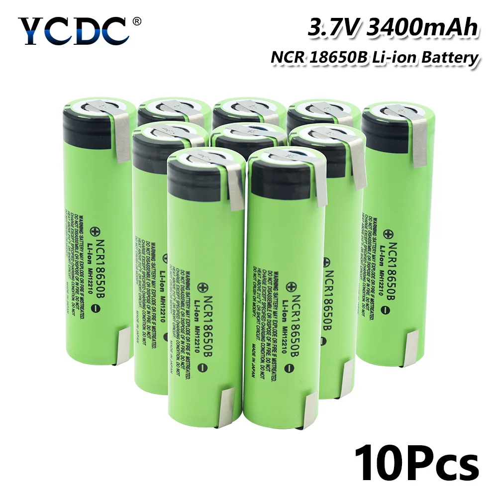 1/2/4/6/8/10 шт. 3,7 V Перезаряжаемые 18650 Батарея NCR 18650B 3,7 V 3400 Mah 18650 литий-ионный аккумулятор для батареи с 2 вкладки