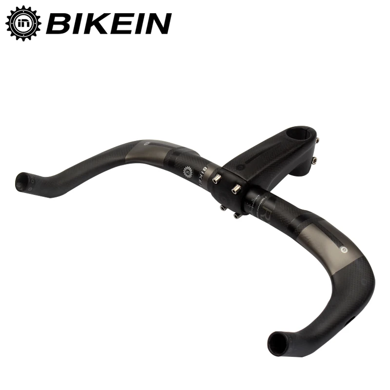 ФОТО BIKEIN - Super Light Full 3k Carbon Matte Road Bike TT Handlebar 380/400/420/440mm With High Quality Stem 31.8mm Bicycle Parts