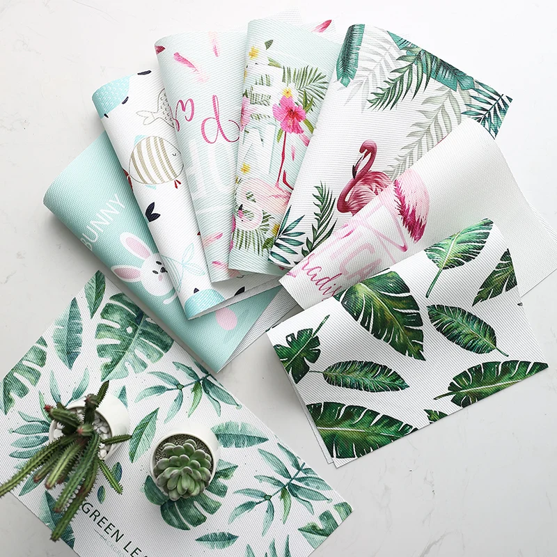 الاستوائية طيور النحام المائدة قطع قماش توضع تحت الأغراض المختلفة مصنوعة من الكلوريد متعدد الفينيل سادة طاولة طعام حصيرة الحرارة العزل عدم ...