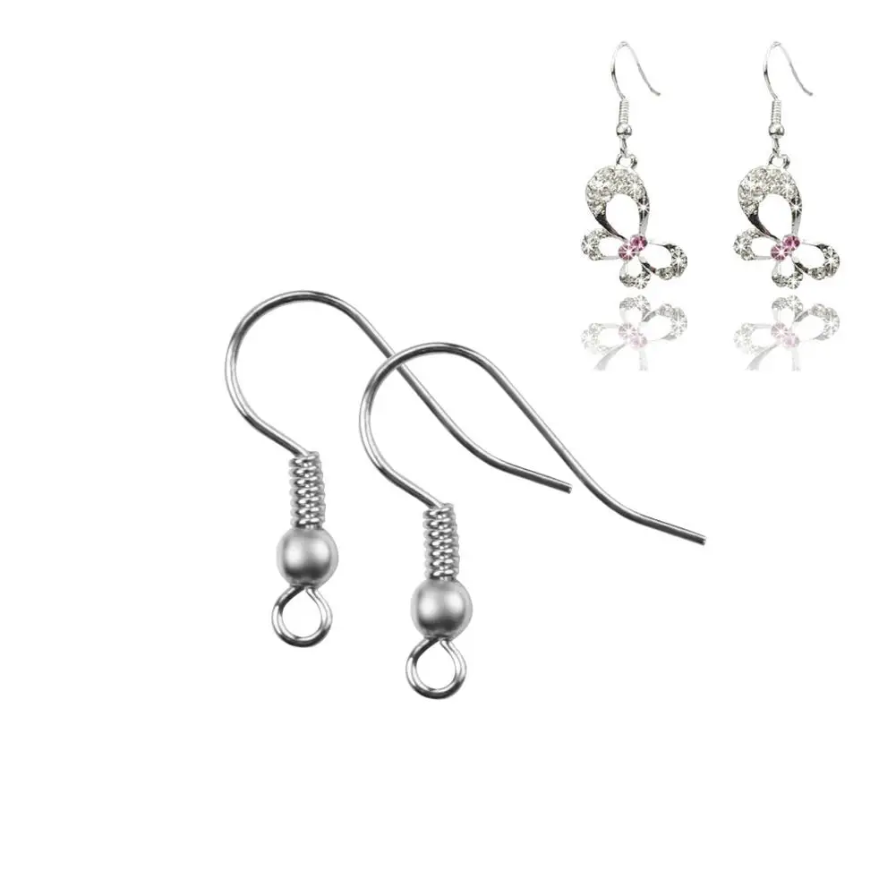New 300 Silver Plated Metal Jewelry Findings French Hook Coil Earring