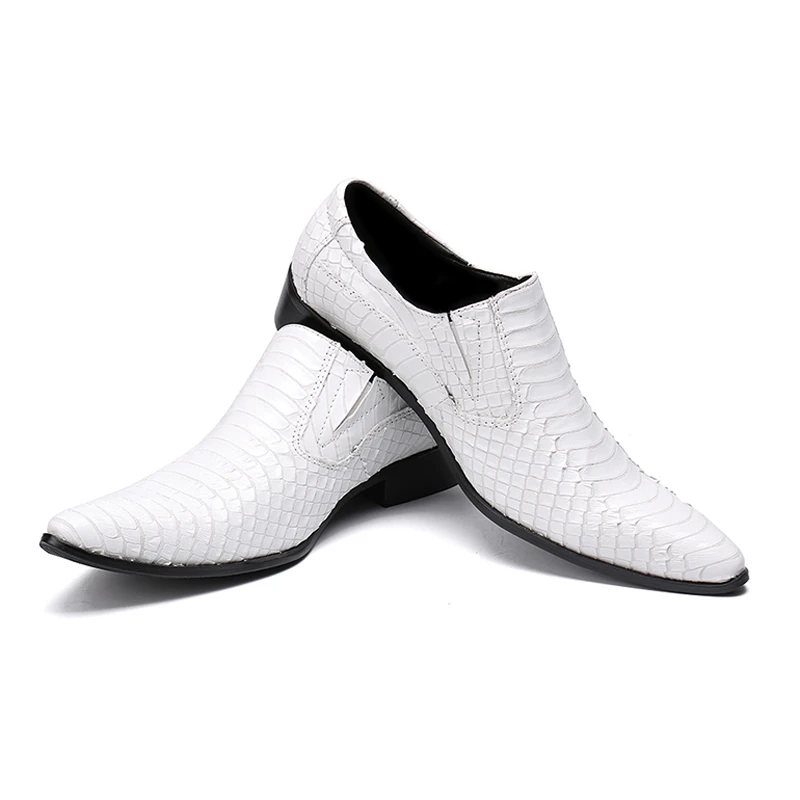 Genuíno Prom Sl303 Dos Deslizamento Apontou Cor Whitle Em Festa Toe Mocassins Homens Homem Branco Jacaré Casamento Couro Italiano Sapatos De Designer qCacc0