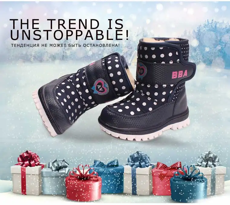 SKHEK/детские ботинки, зимние ботинки для мальчиков и девочек, детская зимняя шерстяная обувь на платформе, непромокаемая нескользящая обувь
