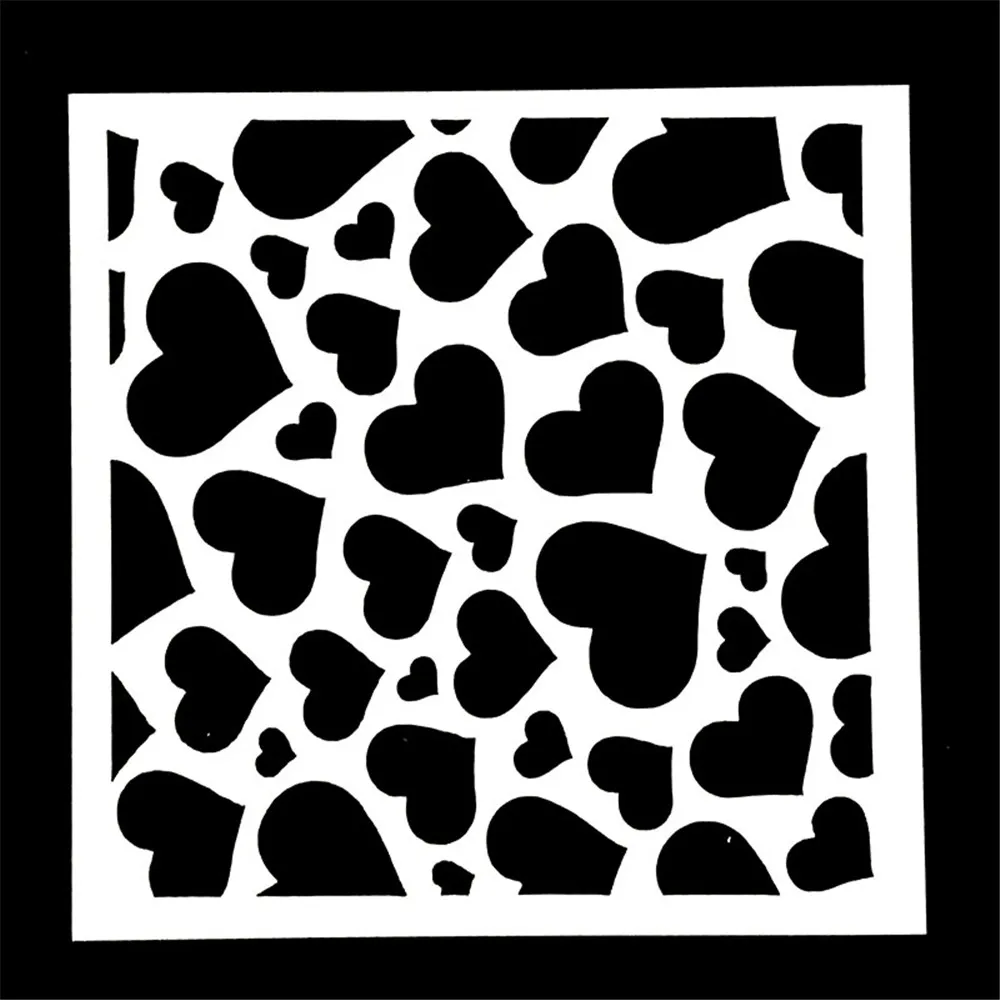 1PC Large Small Heart Shaped Reusable Stencil Airbrush Painting Art DIY