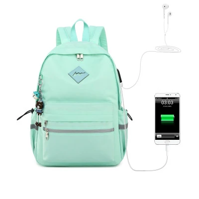 WINNER, рюкзак для девочек с защитой от кражи, usb зарядка, подвеска в виде мультяшных животных, школьные сумки, рюкзак для женщин, водонепроницаемый рюкзак для путешествий - Цвет: Green