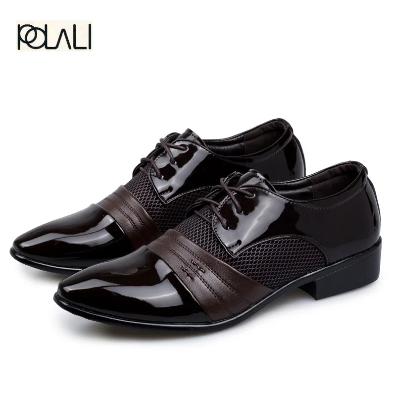 POLALI/Большие размеры 38-48, Мужские модельные туфли коричневые свадебные туфли весенне-Зимние Туфли-оксфорды с острым носком на плоской подошве в британском стиле - Цвет: sblt-brownR