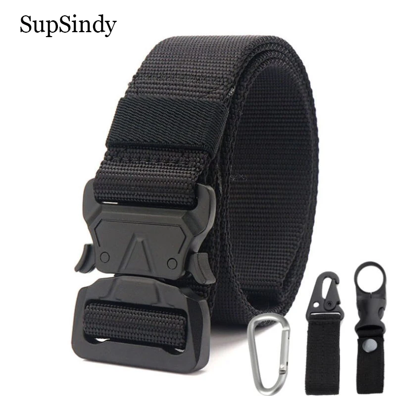 

SupSindy men's canvas belt Quick release Metal buckle nylon Training belts military Army tactical belts for Men Jeans male strap