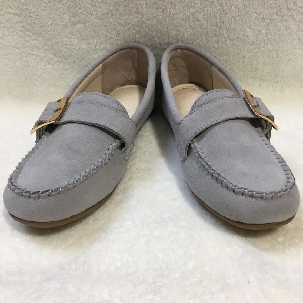 2018 New Hot sale Fashion Women Flats Shoes Lady Loafers 100% Genuine Leather Woman Gray Flat ...