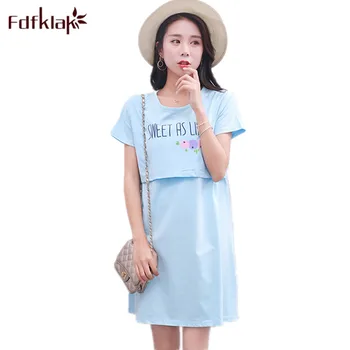 

Fdfklak Summer Short Sleeve For Feeding Clothes Dressing Gown For Pregnant Women Maternity Sleepwear Nursing Night Gown F134