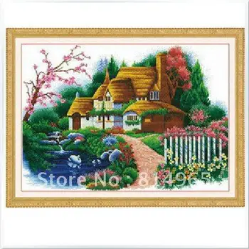 

Embroidery Package 3 Pieces (1 lot=3 pieces) 5-15Business Days Luxurious Cottage Tree Flowers Plants Cabin country Cross Stitch