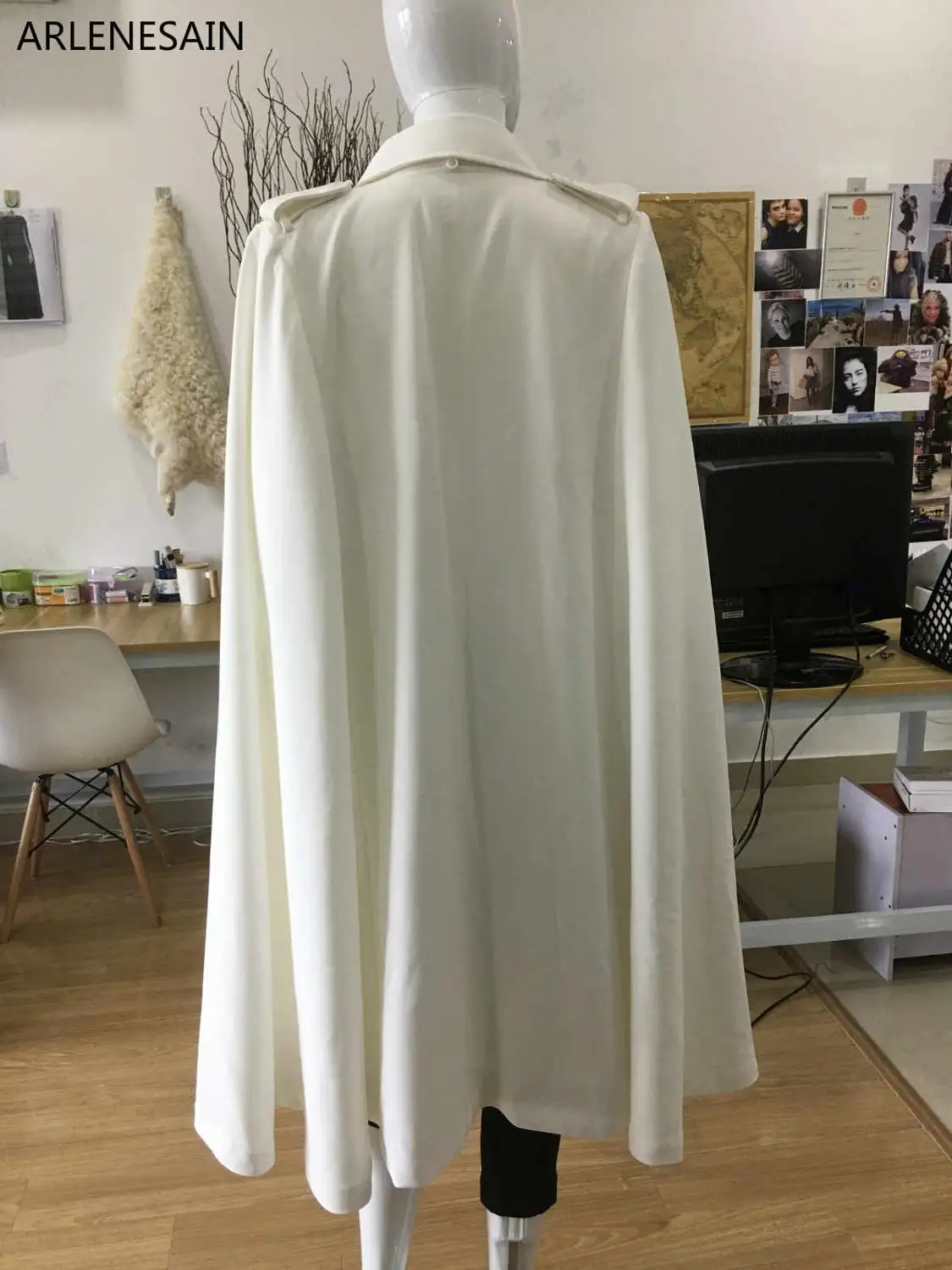 Женский двубортный плащ в белую полоску 293|cloak white|coats coatscoat trench coat |