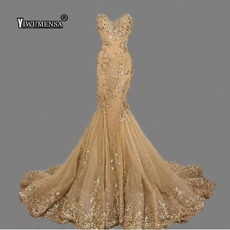 Robe De Soiree Longue 2018 Luxe Or Paillettes Robe De Soiree Sur