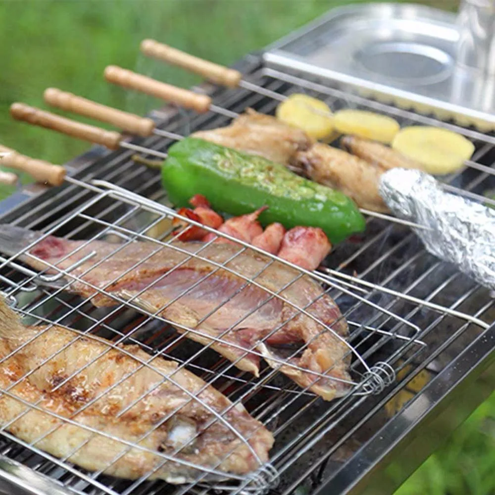 10inch Stainless Steel Double Fish Barbecue Grill Vegetable Roast
