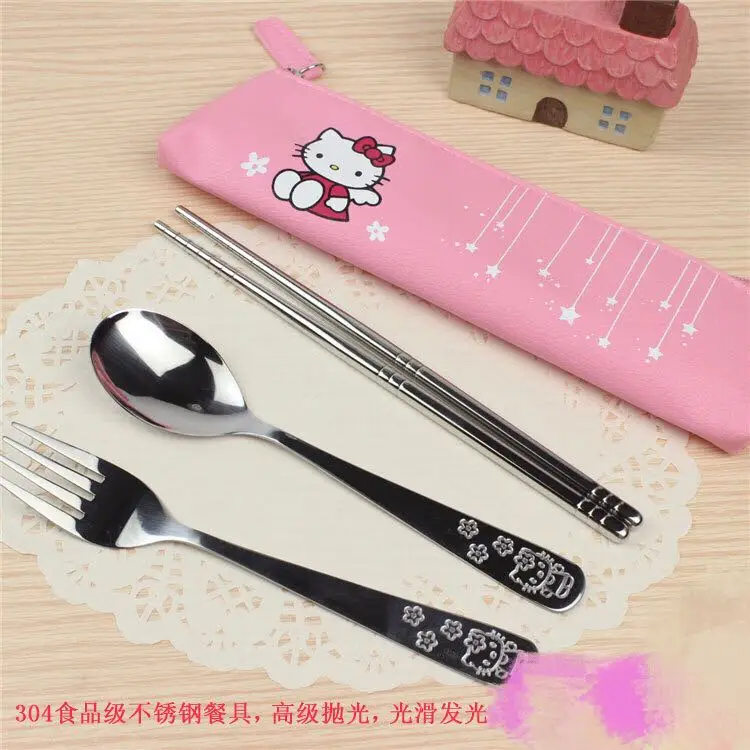 Fashion Tableware Cutlery Cookware Cartoon Hello Kitty or Gifts Stainless Steel Tableware Dinnerwear Sets