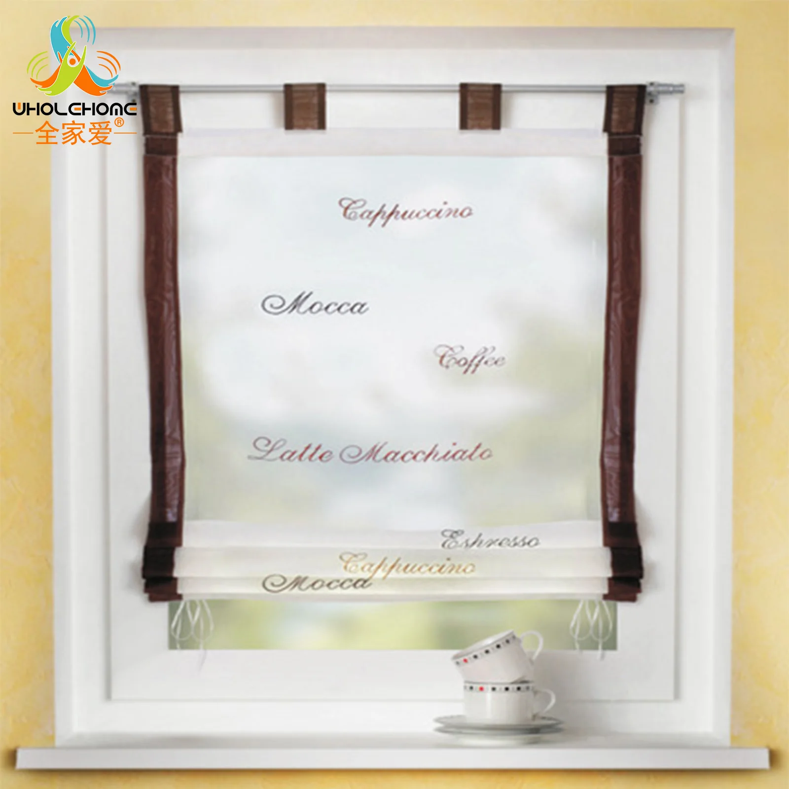 1pcs Embroidered Voile Drape Tap Top Pattern Roman Curtain Drapery