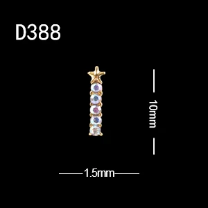 10 шт./лот,, амулеты, Длинные полосы, стразы, для украшения ногтей, 3D, квадратная форма C, сплав, драгоценные камни для ногтей - Цвет: D388