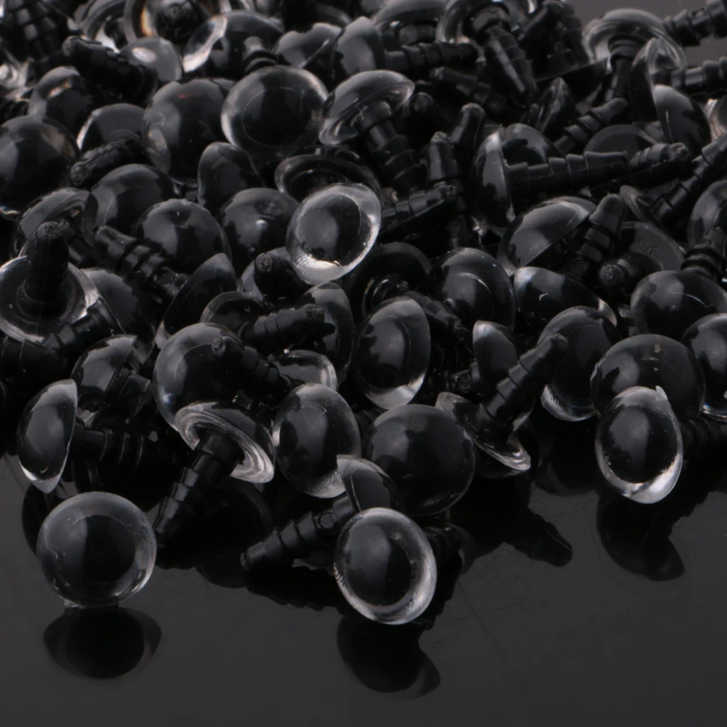 200pcs Clear Plastic Safety Eyes for Teddy Bear Doll Puppet DIY Making Craft - 10mm 12mm