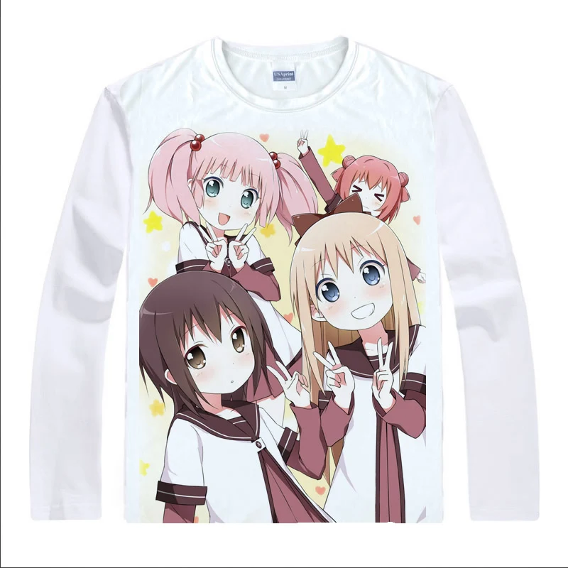 Coolprint Футболка с изображением в стиле аниме yuruyuri спокойный футболки Юрий мульти-стиль с длинными рукавами Akari akaza Yui funami Косплэй рубашки в японском стиле