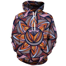 Sudaderas con capucha de los hombres 2019 Mandala de La Flor de otoño e invierno de manga larga con capucha Casual 3D impresión chándales Sudadera Hombre gota