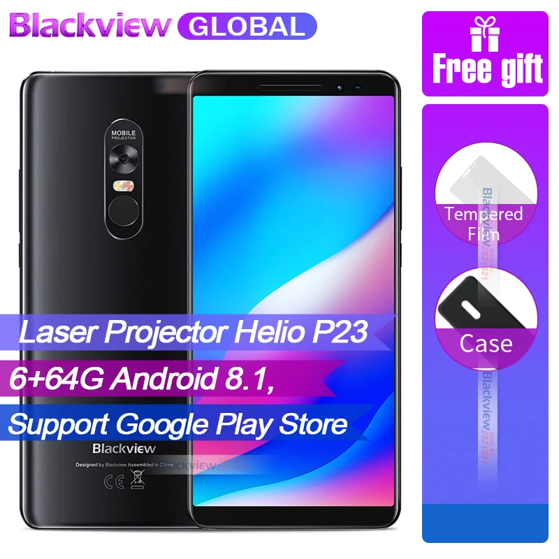 

Fast ship Blackview MAX 1 Laser projector phone 6.01 inch 18:9 AMOLED 6GB 64GB 4680mAh Android 8.1 Mini Projector NFC Smartphone