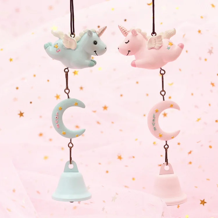 Cute Unicorn Wind Chimes Children Room Decorative Resin Crafts Animal