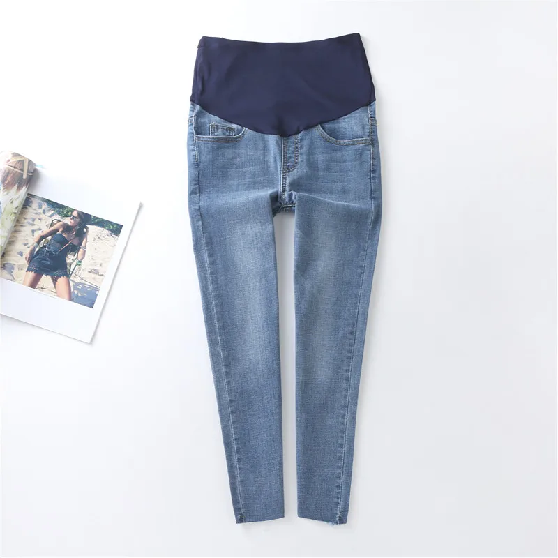 

1052# 9/10 Length Stretch Denim Skinny Maternity Jeans Cotton Belly Pencil Pants Clothes for Pregnant Women Pregnancy Trousers