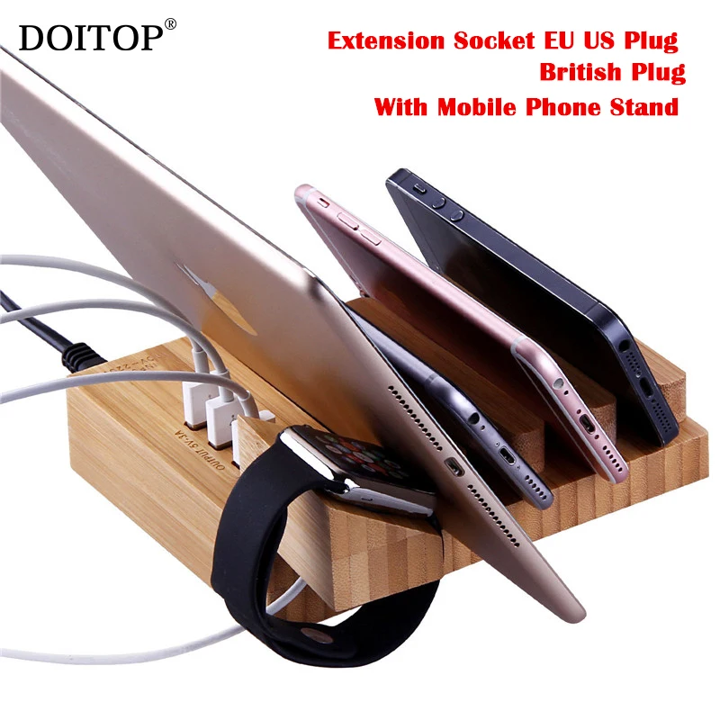 Doitop 3 USB Вуди Расширители ЕС США Plug Мощность розетки с мобильного телефона стенд Быстрая зарядка для я часы для iphone гнездо 03