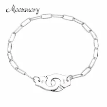 Moonmory,, подлинный, 925 пробы, серебряный, европейская цепочка, наручники, браслет, менотты, ручная манжета, браслет для женщин, ювелирное изделие