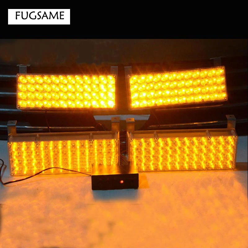 FUGSAME 4* 48LED стробоскоп Предупреждение подсветка для решетки радиатора Белый 3 мигающий режим