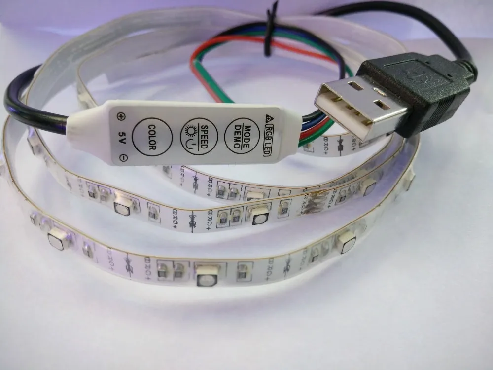5 шт./лот 5 В 1 м/шт. USB SMD 3528 гибкие RGB Цвет Изменение светодиодные фонари светодиодные полосы 16 Цвет для В & открытый + 3 ключевых RGB контроллер
