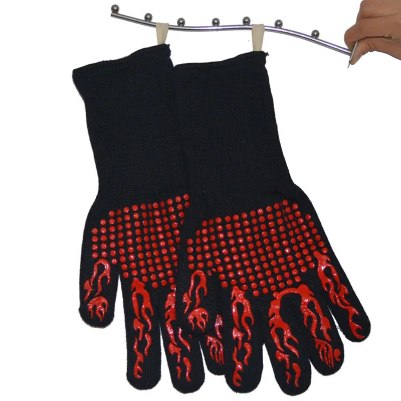 Barbecue Gloves BBQ Smoker Grill Kitchen Cooking Grilling Mitts Food Grade Heat Resistan Silicone Oven Glove Charbon De Bois (6)